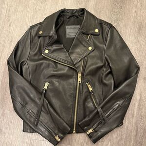 All Saints Leather Dalby Biker Jacket US 4